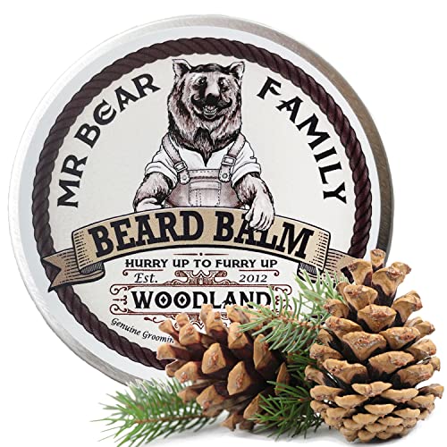 Beard Balm Beard Wax for Men – Nourishing Beard Conditioner Beard Moisturiser Contains Shea Beard Butter + Beeswax + Jojoba Oil – Scented Beard Softener Styling Balm 60ml (Woodland, 60ml)