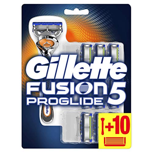 Gillette Fusion 5 ProGlide Rasierer Herren mit Trimmer für Präzision und Gleitbeschichtung, Rasierer + 10 Rasierklingen